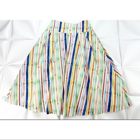 Brooke Wright Womens Sz 2 Rainbow Striped Colorful A Line Skirt Lottie Bow Belt - Picture 9 of 12